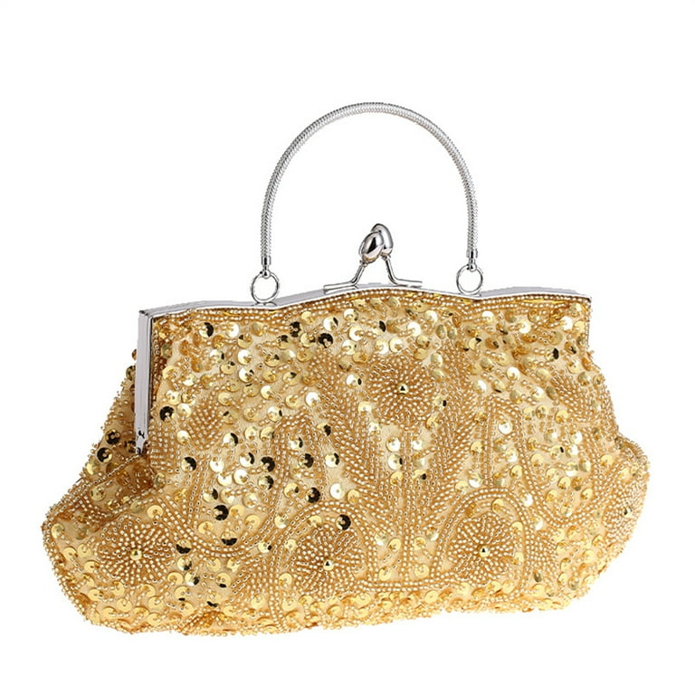Lady Glitter Clutch Bag Wedding Party Handbag Evening Prom Chain