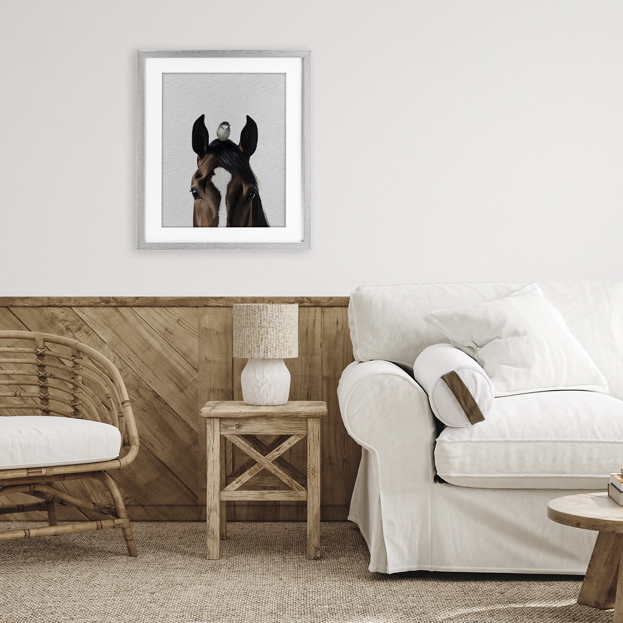 Stupell Industries Quiet Companion Horse & Bird Gray Framed Print Under Glass, design by Svetlana Aleynikova