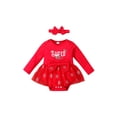 thumbnail image 1 of Kmbangi Justaucorps en Maille Imprimé de Noël avec Nœud + Bandeau Couleur Unie, 1 of 8