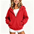 thumbnail image 5 of akafmk Girls Half Zip Hoodie Sweatshirt Long Sleeve Pullover Sweatshirts with Pocket Solid Color Casual Hooded Top Versatile Fall Clothes, Size 5-6 Years, 5 of 6