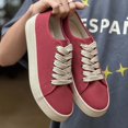 thumbnail image 4 of Men's Vibrant Red Canvas Platform Sneakers, Casual Minimalist Shoes, 4 of 10