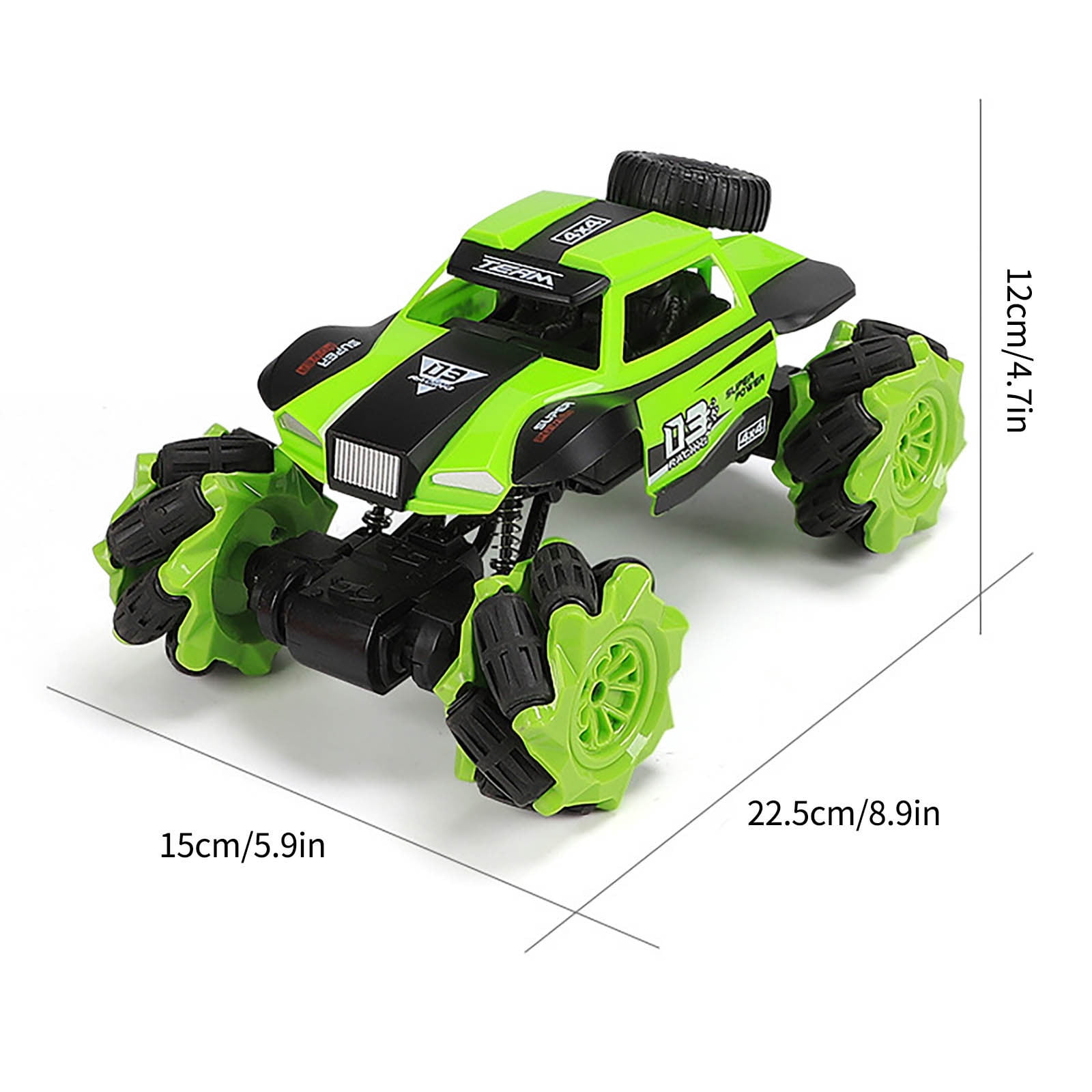 Green 4Wd Remote Control Stunt Car Gesture Sensing Twisting Off-Road Led Climbing Crawler Toy