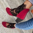 thumbnail image 4 of Ankle Boots for Women Short Boots Sheer Lace and Suede Chunky Block Mid Heel Back Zipper Lace Mesh Boots, 4 of 4