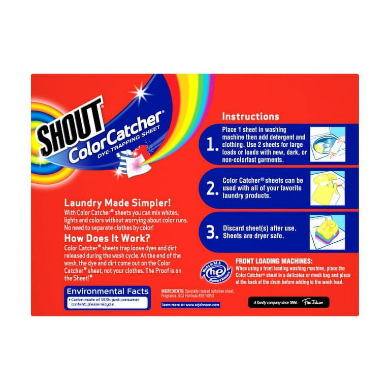 Shout Color Catcher, Dye-Trapping Sheets, 24 Sheets, Pack of 2 