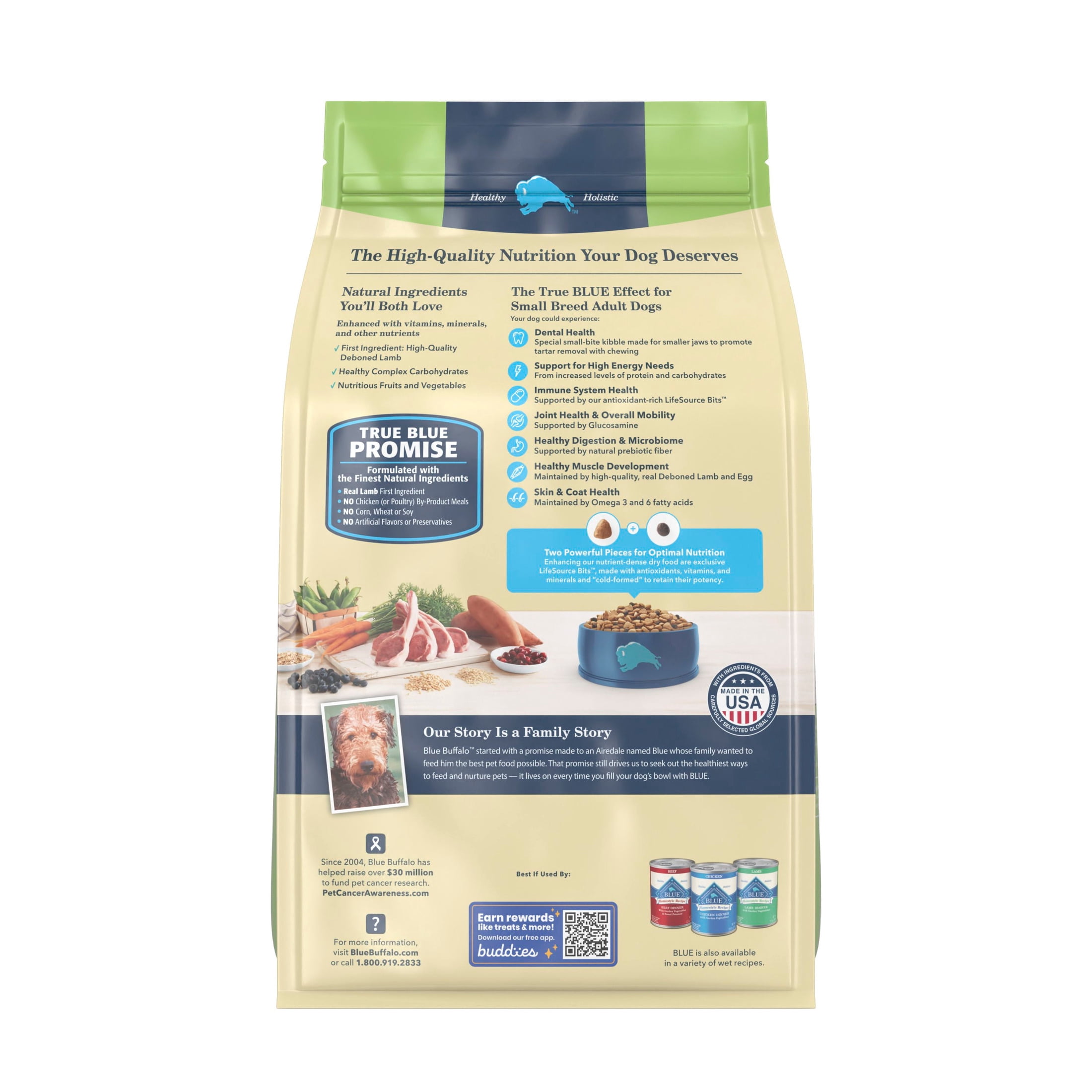 (3 pack) Blue Buffalo Life Protection Formula Small Breed Adult Dry Dog Food Lamb & Rice 5lb Bag