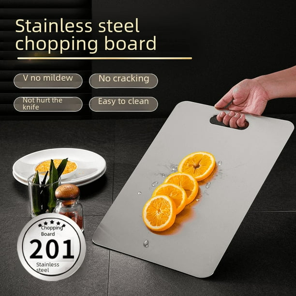 Tabla de cortar de acero inoxidable, tabla de cortar cuadrada china, tabla de cortar multifuncional de doble cara para cocina, tabla de cortar gruesa para el hogar