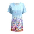 thumbnail image 4 of Hauts Grande Taille pour Femmes Décontractés à Manches Courtes Col Ras du Cou T-Shirts Amples Boho à Fleurs Hauts Blouses Surdimensionnées avec Poches, 4 of 4