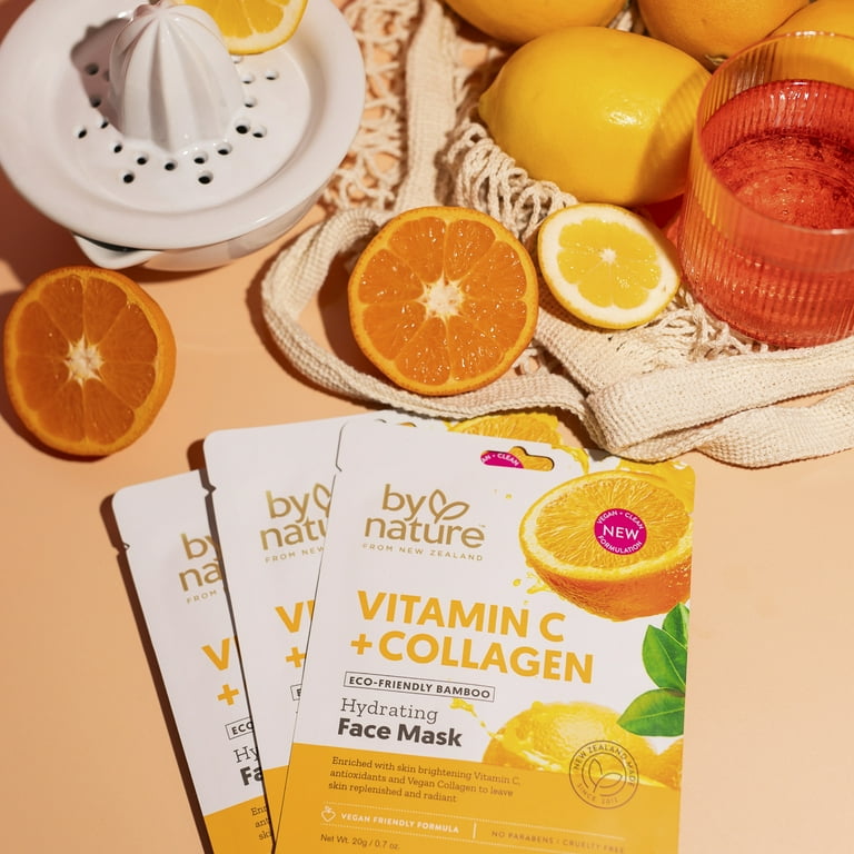 By Nature Vitamin C Collagen Sheet Mask for Brightening Hydration