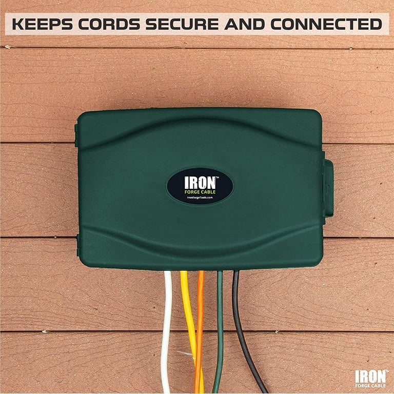 Weatherproof Extension Cord Connection Box - Waterproof Outdoor Cover for Green