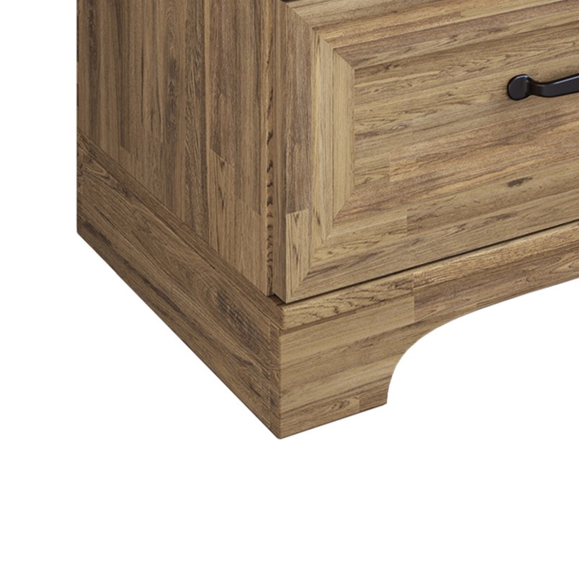 Castle Place Traditional 2 Drawer Wooden Nightstand, Brown Oak