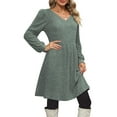 thumbnail image 4 of SHINE UP Dresses for Women Fall V Neck Long Sleeve Knee Length Dress with Pockets, 4 of 9