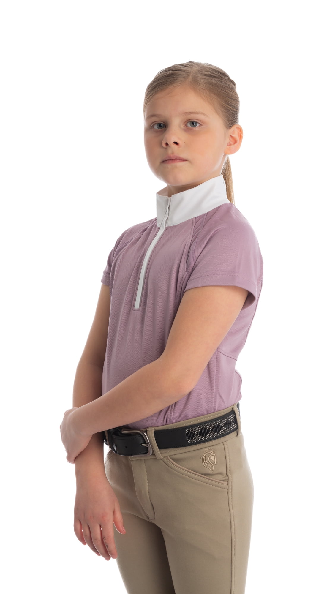 Equinavia Lotta Kids Equestrian Show Shirt - Short Sleeved Performance Shirt with Cooling Mesh