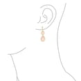 thumbnail image 4 of Bling Jewelry Womens Pink Double Teardrop Dangle Earrings Leverback 14K Gold Plated Sterling Silver, 4 of 7