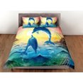 thumbnail image 3 of Sunset Dolphins Ropa de Cama Tropical Funda Nórdica, Océano Blush Decoración Nariz de Botella, 3 of 4