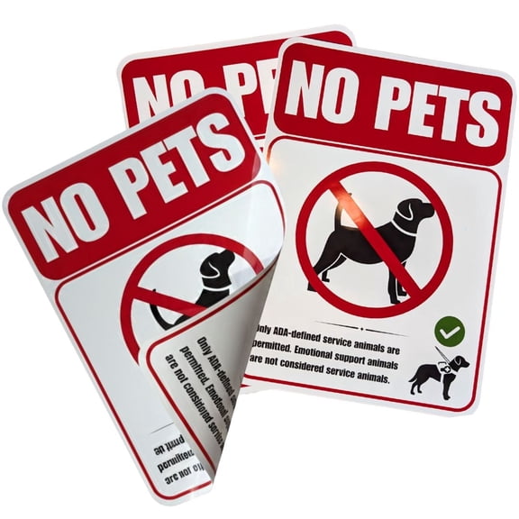 TOTOMO No Pets Allowed Double-Sided Window Stickers, 10" x 7" Business Signs, 3-Pack