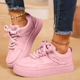 thumbnail image 4 of Platform Fashion Sneakers for Women 2025 Casual Leather Lace up Chunky Walking Flats Spring Fall Shoes, 4 of 7