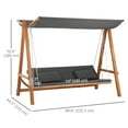 thumbnail image 3 of Outsunny Chaise Balançoire de Patio 3 Places avec Auvent Convertible en Lit de Porche, 3 of 9