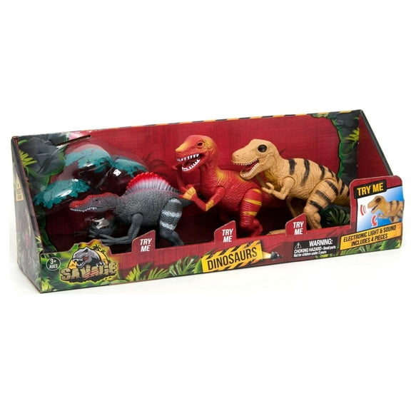 Dinosaur Figurine Set with Light and Sounds (Pack of 3)