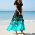 thumbnail image 2 of vigerkar Beach Dresses for Women,2025 Summer Trendy Elegant Wrap V Neck Floral Boho Dress,Flowy Ruched Hawaiian Maxi Dress Sky Blue, M, 2 of 7