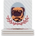 thumbnail image 2 of GZHJMY Square Drink Coasters, 1 Pcs Pug Driving Absorbent Ceramic Coffee Coasters for Drinks with Cork Base Housewarming Gift for Home Decor, 2 of 6