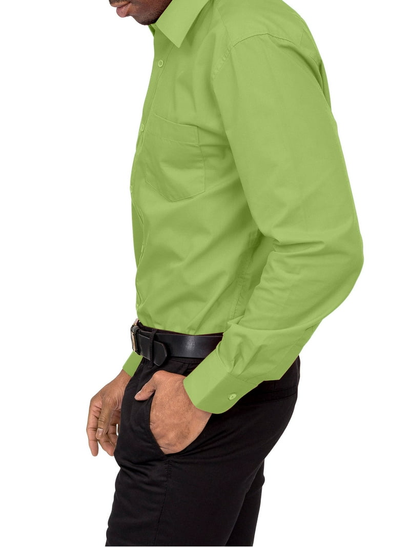 G-Style USA Men's Regular Fit Long Sleeve Solid Color Dress Shirts - Apple  Green - Medium - 15-15.5 - 32-33 - Walmart.com