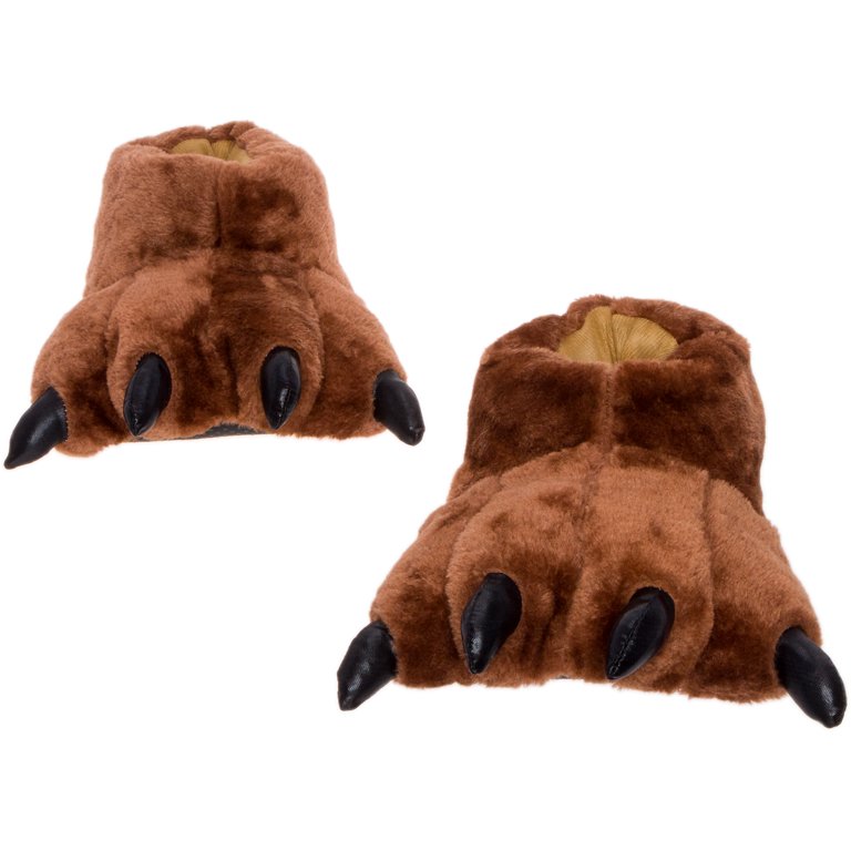 eftermiddag software Motel Silver Lilly Bear Paw Animal Slippers - Novelty House Shoe (Dark Brown,  Small) - Walmart.com