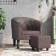 thumbnail image 1 of vidaXL Tub Chair with Footstool Brown Faux Leather, 1 of 5