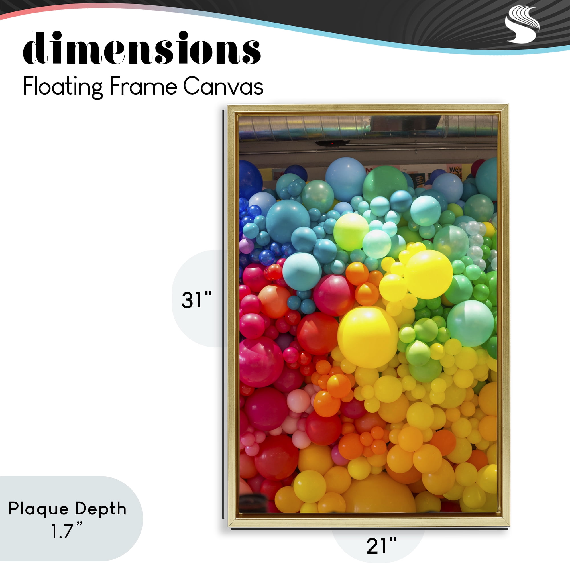 Stupell Industries Lively Colorful Balloons Gold Framed Floater Canvas Wall Art, design by LISH Creative