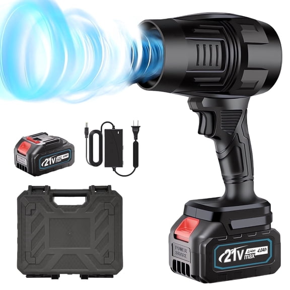 Cordless Leaf Blower with 21V 4.0Ah Battery and Charger, 80000RPM 850W Lightweight Electric Leaf Blower for Lawn Care, Black