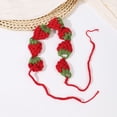 thumbnail image 2 of Breezora Handmade Strawberry Crochet Headband for Girls Women Cute Tie Back Kawaii Red Berry Accessory for Birthday Gifting Parties, 2 of 7