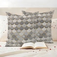 thumbnail image 3 of Grey Fish Scale Outdoor Waterproof Pillow Covers, Modern Geometric Gold Abstract Moroccan Decorative Square Throw Pillowcase Sofa Cushion Sham for Patio/Couch/Chair, 16"x16" 2 Pack, 3 of 8