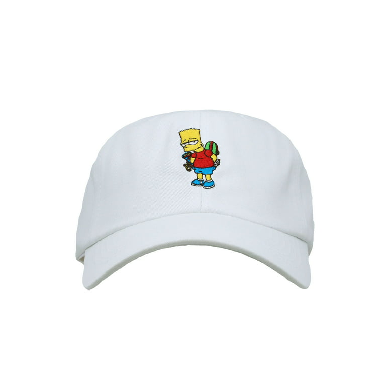 WITHMOONS The Simpsons Bart Embroidery Baseball Cap Simple Hat HL11364  (White)