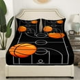 thumbnail image 3 of Basketball Sheets Twin Size Sports Bed Sheets Basketball Game Themed Sheet Set Basketball Field Print Fitted Sheet Teen Sports Game Flat Sheet, 3 of 6