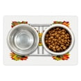thumbnail image 1 of Letter M Pet Mat for Food and Water, Fall Season Elements Uppercase M Colored Leaves Acorns Autumn Nature, Non-Slip Rubber Mat for Dogs and Cats, 18" X 12", by Ambesonne, 1 of 2