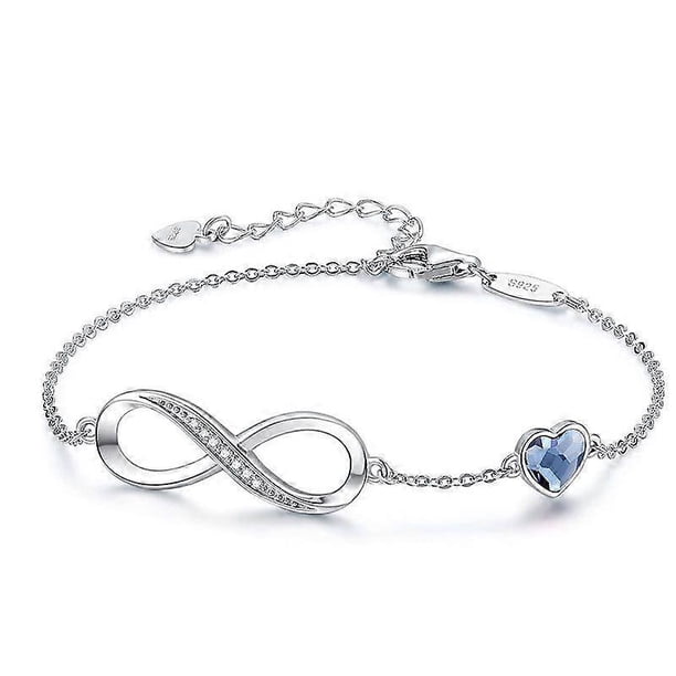 925 Silver Women's Bracelet, Infinity Heart Bracelet Women's Jewelry with Adjustable Zirconia Gift for Mom Wife Daughter Friend