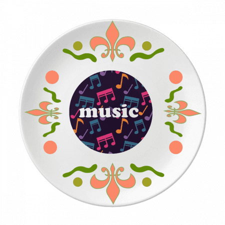 

Colourful Music Notes Black Flower Ceramics Plate Tableware Dinner Dish