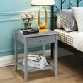 thumbnail image 4 of Gymax Table de Chevet 2 Pcs Table d'Appoint de Canapé Bout de Canapé Chambre Salon avec Tablette Tiroir Gris, 4 of 10