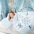 thumbnail image 3 of Meiyoeat Kawaii Bow Cherry Plaid Twin Comforter Sets for Boys Girls, Blue Kawaii Ribbon Bedding Set, Colorful Star Reversible, 2-Piece, 3 of 6