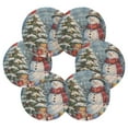 thumbnail image 4 of 6 Pcs Drink Coasters with Holder 3.94in Woven Coasters for Drinks Christmas Scene with Snowman Coaster Set for Protection Table, 4 of 7