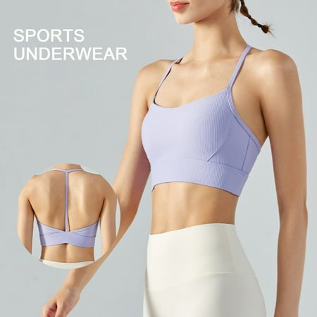 

Reheyre Highly Elastic and Breathable Sports Bra for Women - Solid Color Halter Neck Spaghetti Straps and No Constraint Support - Ideal for Jogging and Other Activities