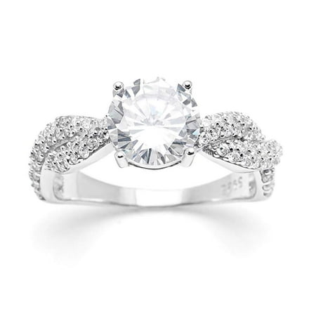 Ginger Lyne Collection Andrea 925 Sterling Silver Twist Style 8mm 2 ct CZ Engagement Wedding Bridal Ring (12) Ginger Lyne Collection