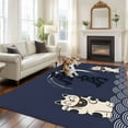 thumbnail image 3 of 5x7 Area Rugs for Living Room, Cute Cat Non Slip Area Rugs for Kitchen Bedroom Entryway, Navy Blue Japanese Style Animals Wave Pattern Washable Carpet Runner Rug Floor Mats for Bedroom Home Decor, 3 of 9