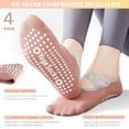 thumbnail image 3 of YOMYM 4 Pairs Women Cross Strap Non Slip Yoga Socks , Ballet Anti Skid Grip Barre Pilates Socks,  Low Cut No Show Grippy Socks for Ballet Dance, 3 of 8