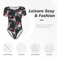 thumbnail image 4 of Kdxio Justaucorps à Manches Courtes Imprimé Floral Aquarelle pour Femmes Col Rond Modal Doux Confortable Ajusté Aguichant Top-TTG, 4 of 7