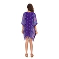 thumbnail image 6 of Beautybatik Purple Women Plus Size Tunic Tops Boho Flora Printed Short Sleeve V Neck Shirt 4x, 6 of 7