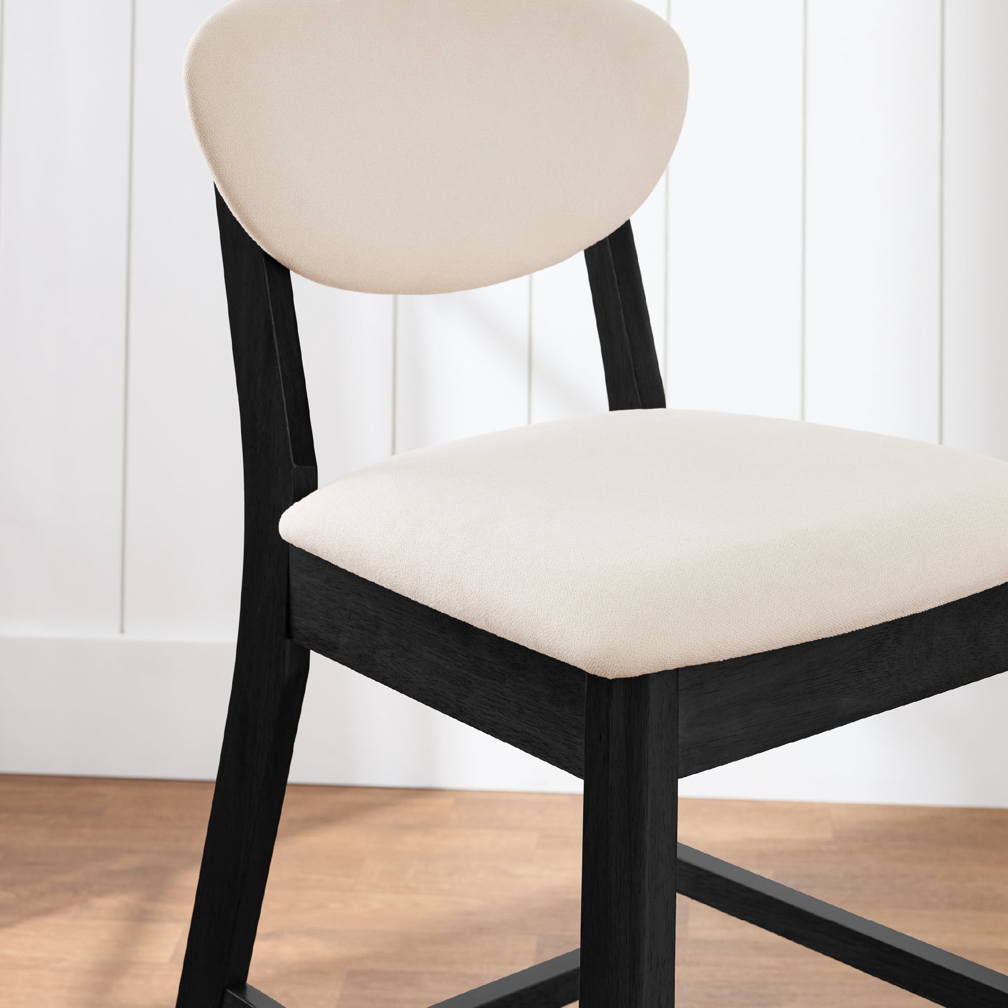 Best Choice Products Set of 2 Counter-Height Bar Stools, Armless W/Upholstered Seat Cushion & Backrest - Black / Cream