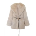 thumbnail image 4 of Miqool Women's Faux Fur Coat Lapel Collar Long Sleeve Warm Winter Coat with Pockets and Belted, 4 of 8