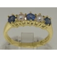 thumbnail image 3 of LBG British Made 14k Yellow Gold Natural Sapphire September Birthstone & Cultured Pearl Womens Eternity Ring - 33 size options - Size 8, 3 of 8