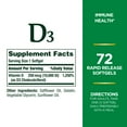 thumbnail image 4 of Nature's Bounty Vitamin D3, Immune Health, 250 mcg, Softgels, 72 Count, 4 of 6