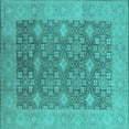 thumbnail image 1 of Ahgly Company Machine Washable Indoor Square Oriental Turquoise Blue Industrial Area Rugs, 6' Square, 1 of 4